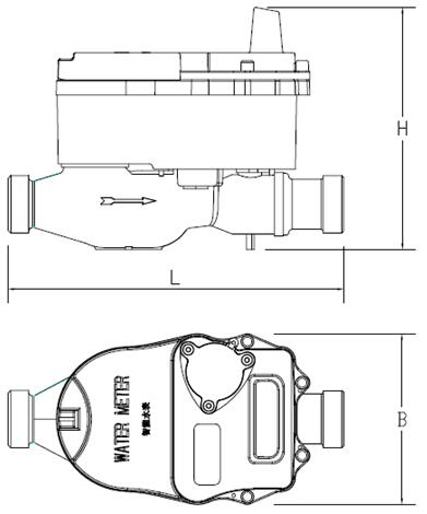 無(wú)線遠(yuǎn)傳閥控水表外形尺寸圖